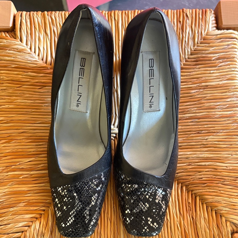 Women Bellini Black Sequin heels size 7